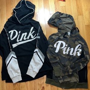 (2) PINK sweatshirts- Women’s size XS